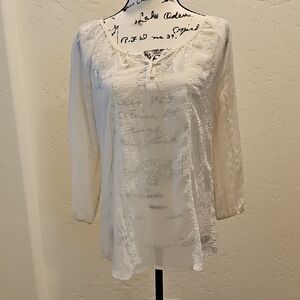Maurices Cream Blouse with Textured Design